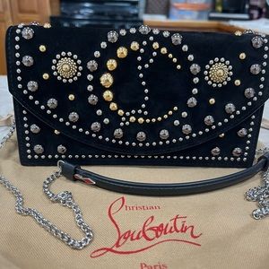 Christian Louboutin Suede Loubi54 Studded Clutch